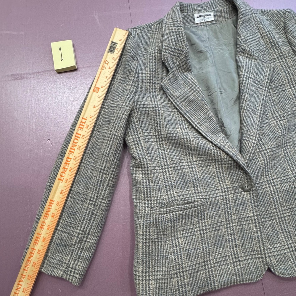 Alfred Dunner Women Plaid Blazer Size 14 Wool Blend Classic Professional Office - Picture 4 of 11